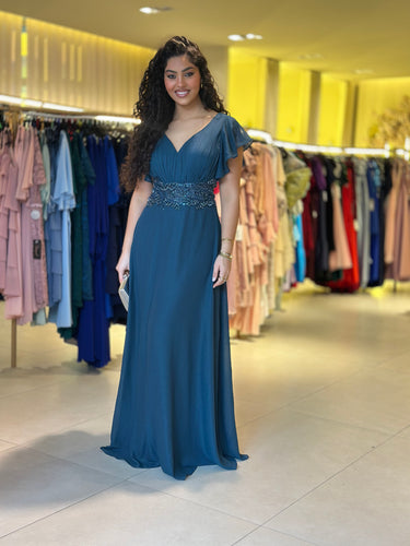 Vestido Tyra azul petróleo