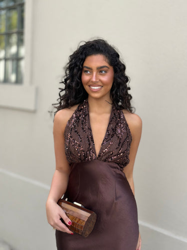 Vestido Kimie castanho