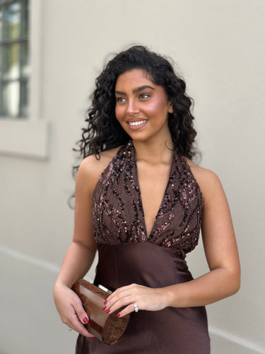 Vestido Kimie castanho